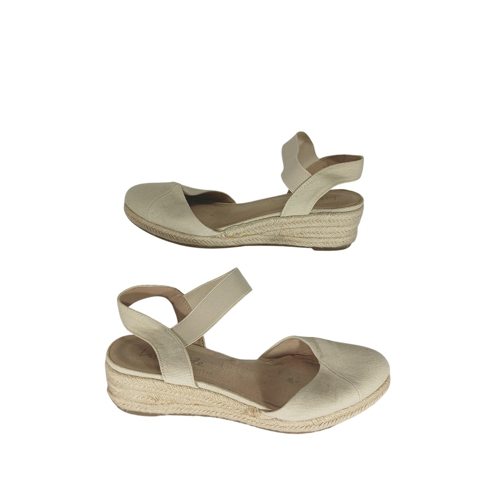 LifeStride Espadrille Wedge 8.5M Cream Coastal Boho Velocity 2.0 Sandals